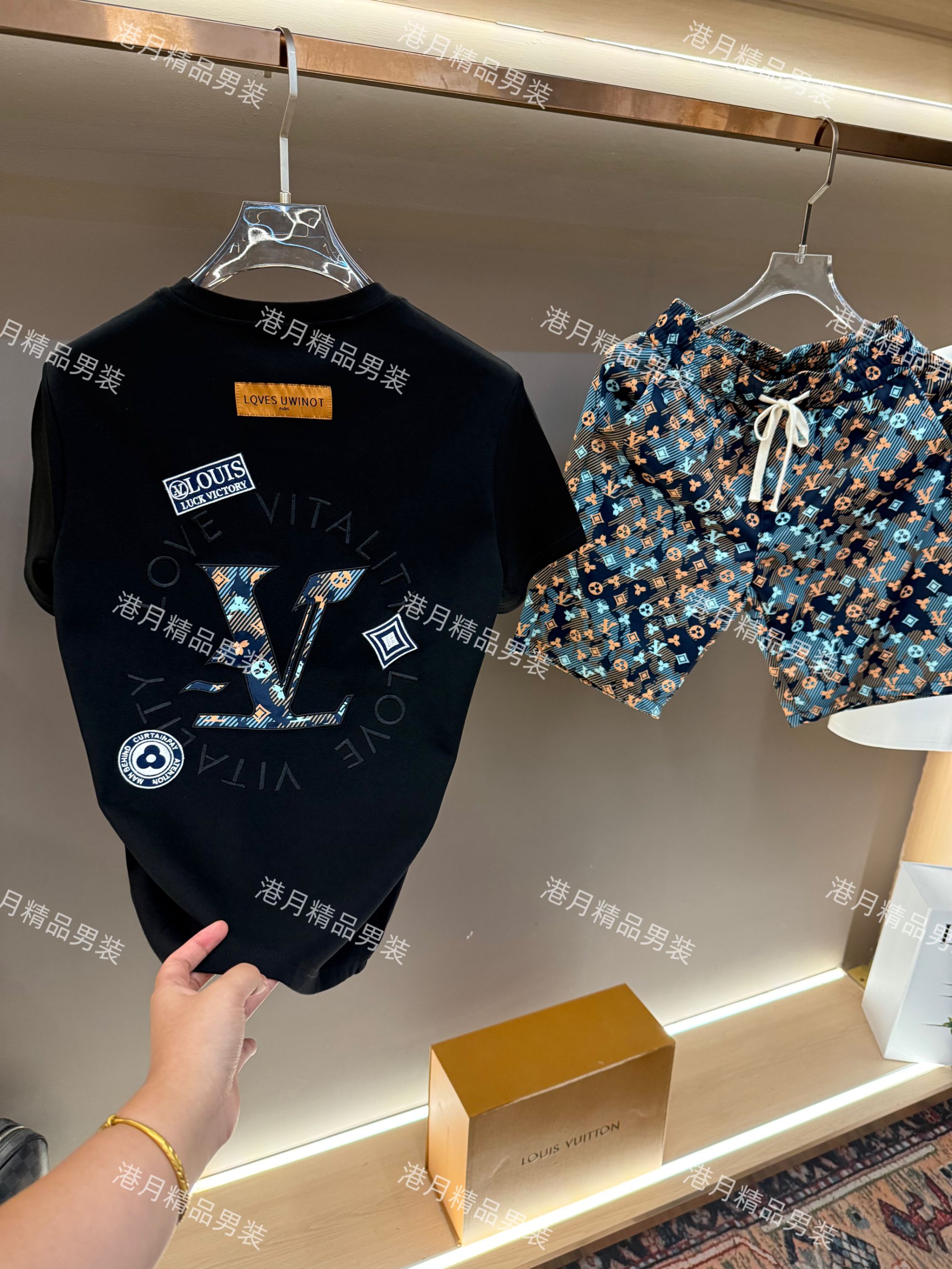男士夏季新款轻奢休闲百搭修身时尚套装K855