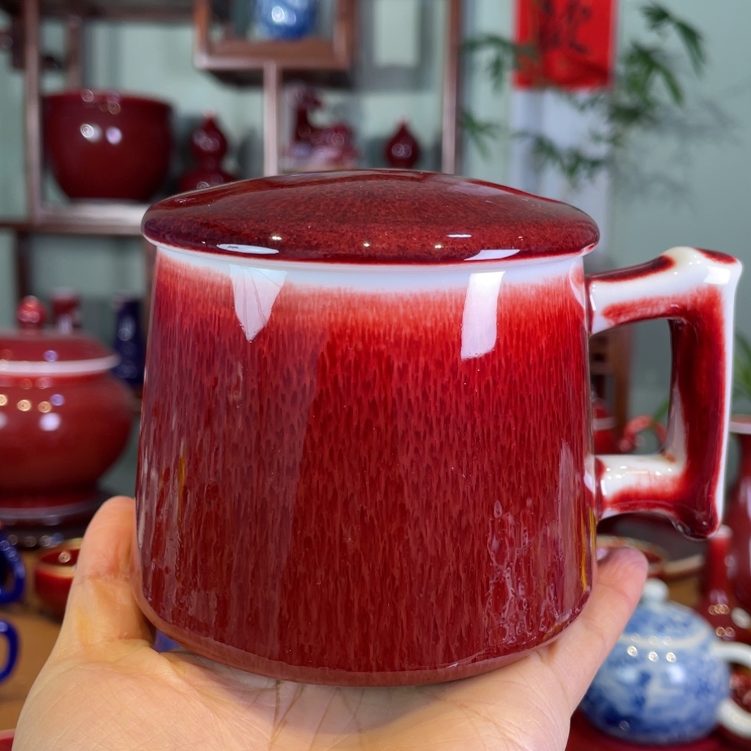 清欢雅玩原矿郎红盖杯