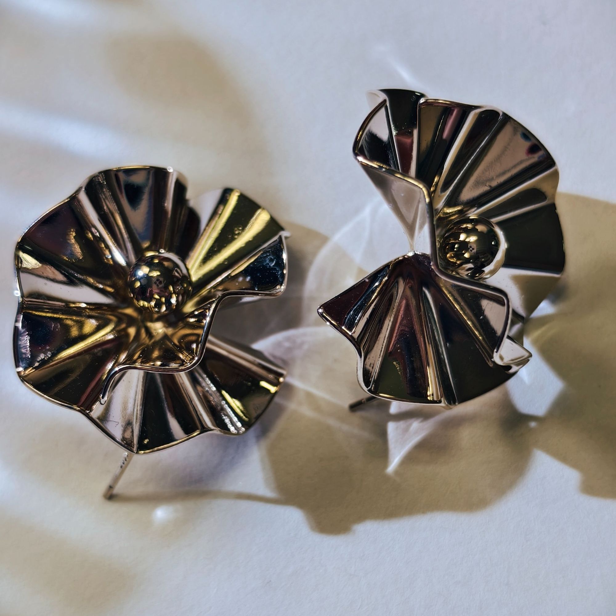 钛钢耳饰 耳环复古耳饰植物花卉珠宝欧美风金色法式几何图案