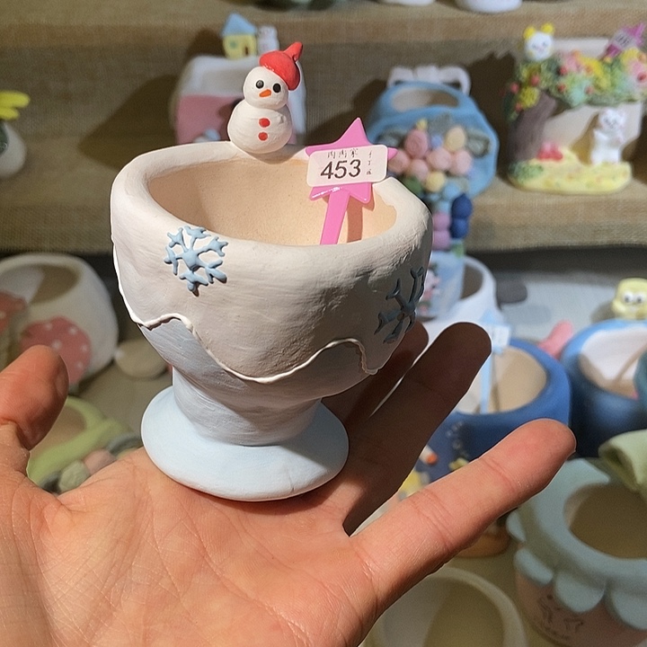 满29包邮 手工手绘盆 453