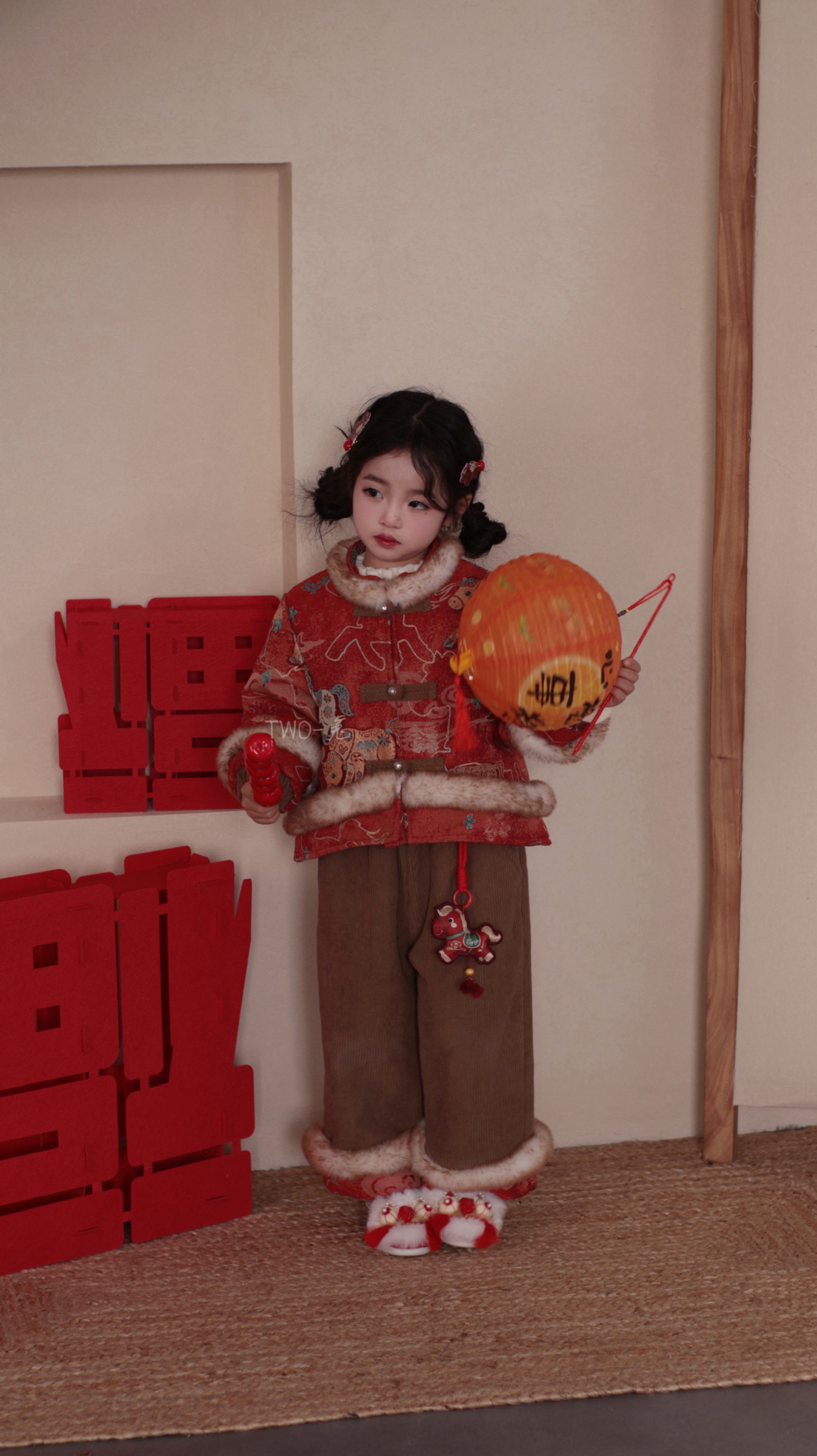 【TWO-兔】《喜团子》冬季年服套装刺绣棉服加绒两件套中国风唐装