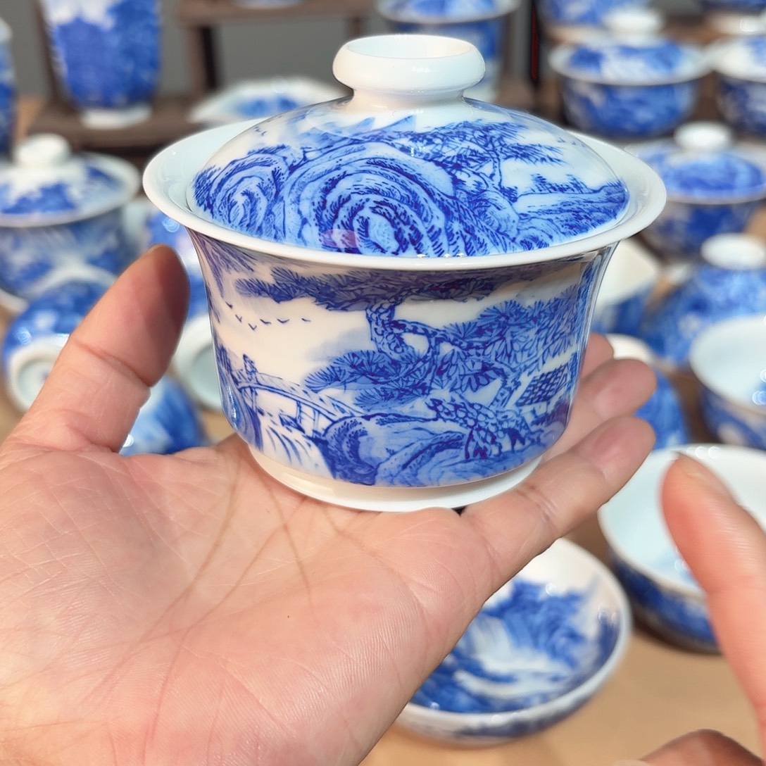 景德镇纯手绘盖碗