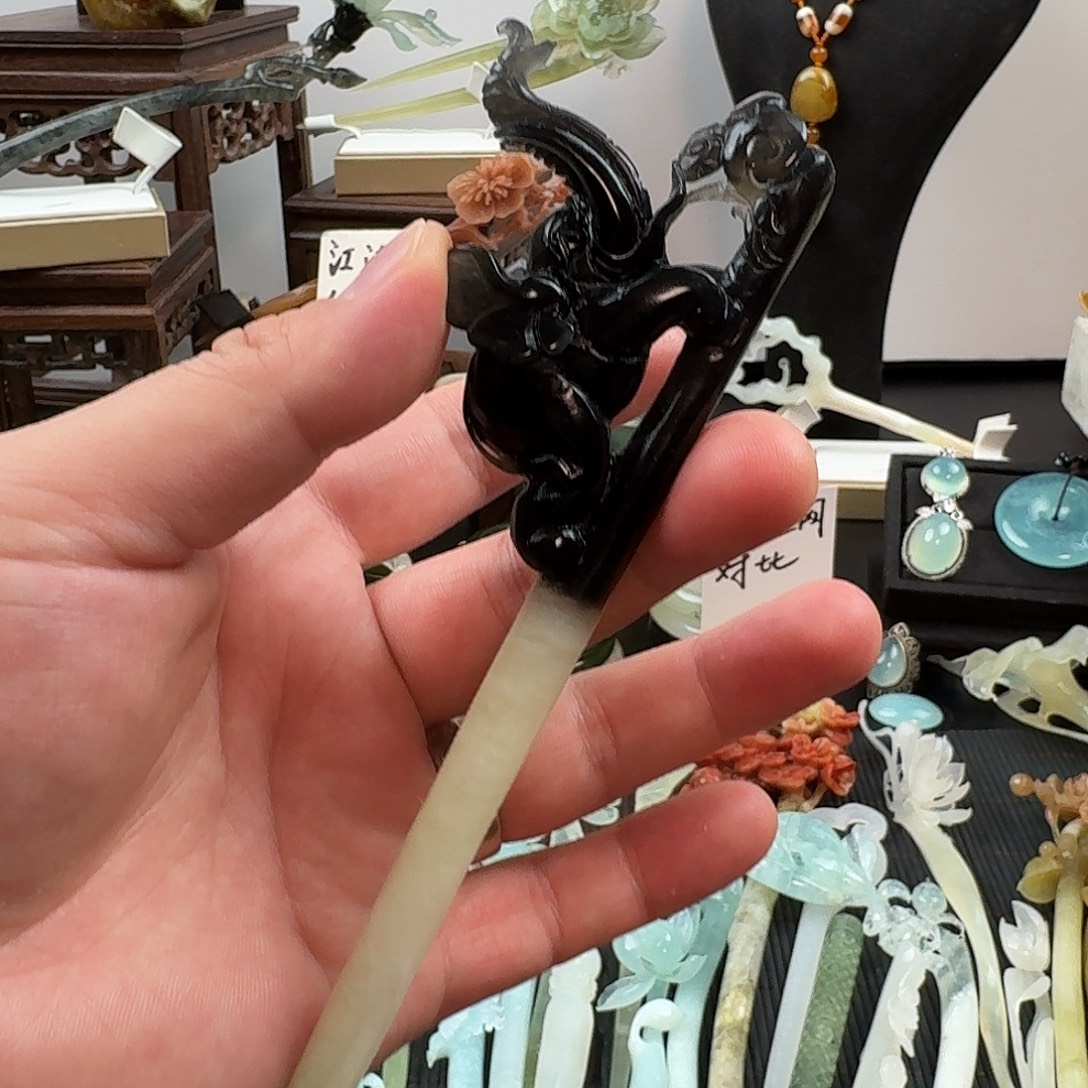 蛇纹石玉未镶嵌发饰