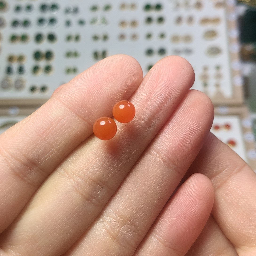 银S925镶嵌南红玛瑙耳饰猜*