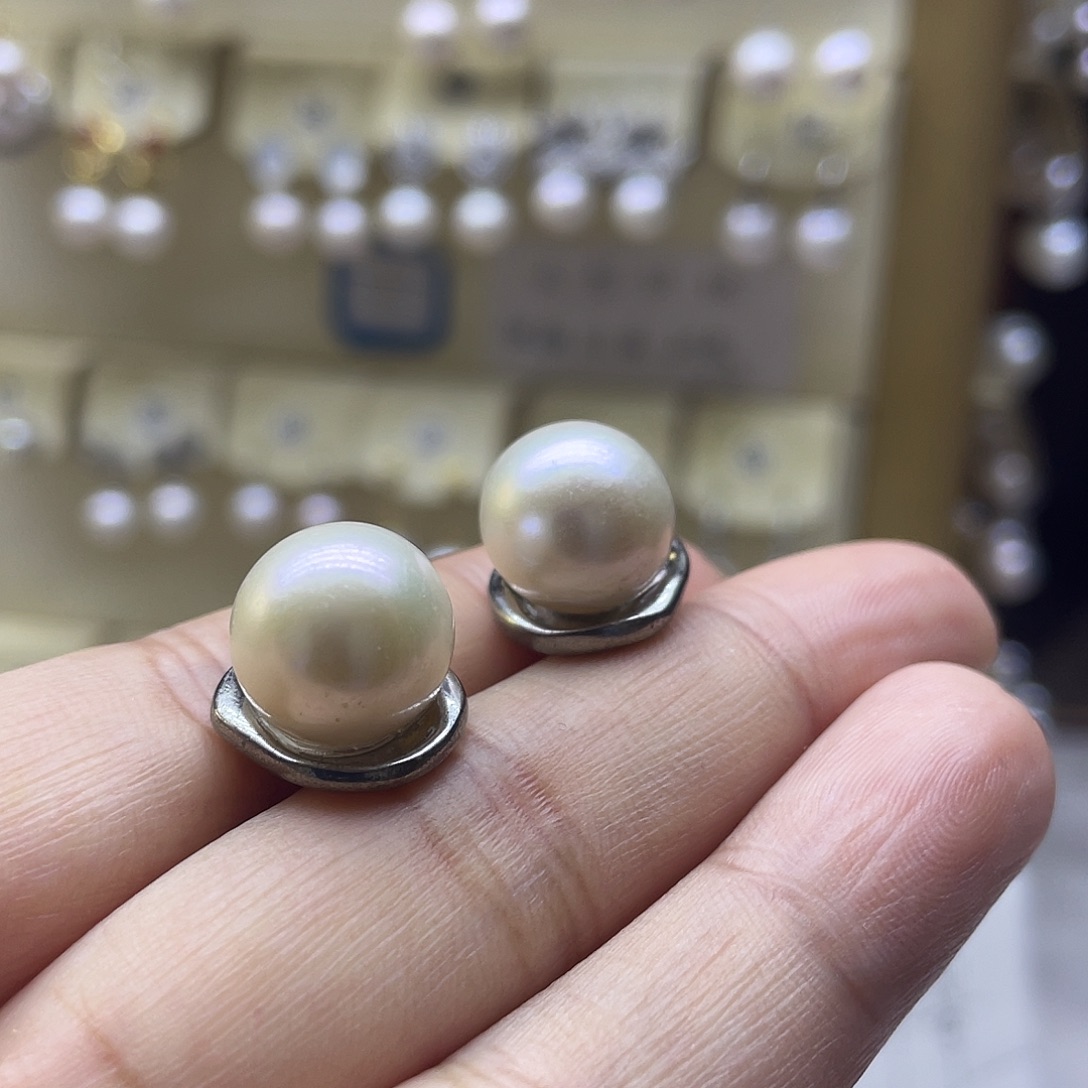 淡水珍珠耳饰银S925镶嵌