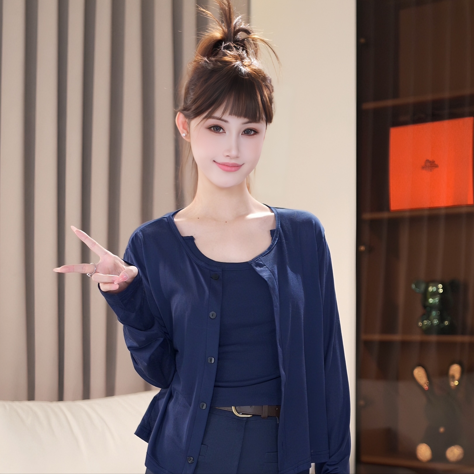 100%天丝针织衫宽松空调防晒衫宽松款轻薄透气8804