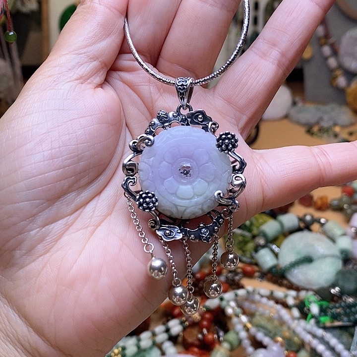 翡翠吊坠(赠链)银S925镶嵌项圈赠予12