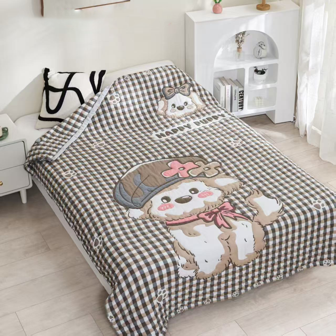 【贵妇狗】150*200cm亲肤可爱卡通柔软纱布春秋夏泡芙被