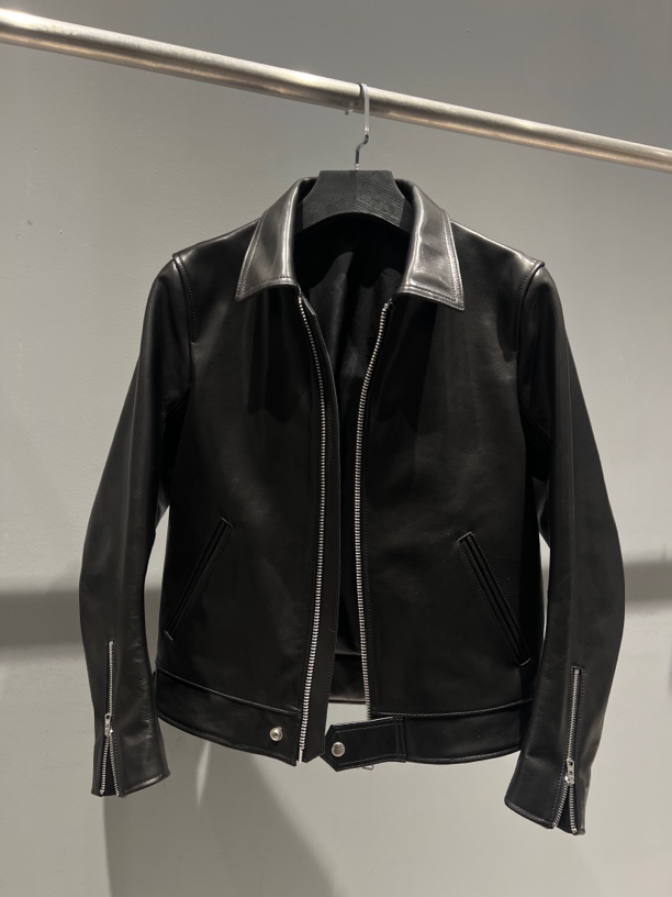 1.0毫米植鞣工艺山羊皮翻领春秋单装时尚休闲百搭机车夹克