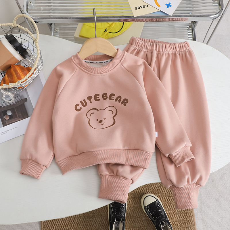 儿童韩版套装2025卫衣冬中小童冬季时尚韩版童装加绒加厚两件套