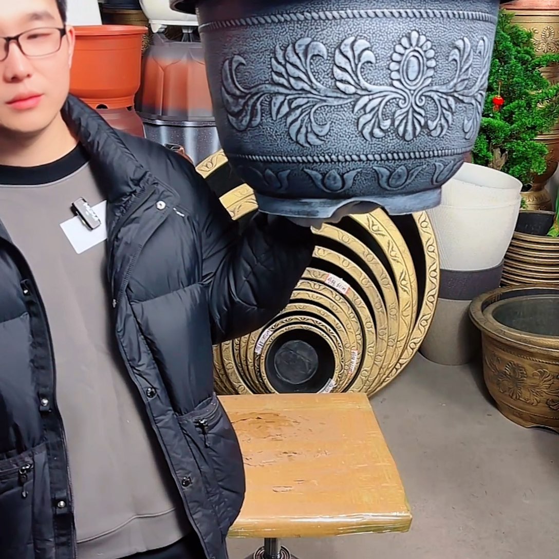 40青石灰凤盆6个打孔