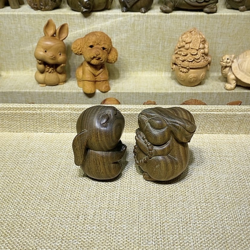 【闪购商品】维腊木（绿檀）绿檀兔子一对