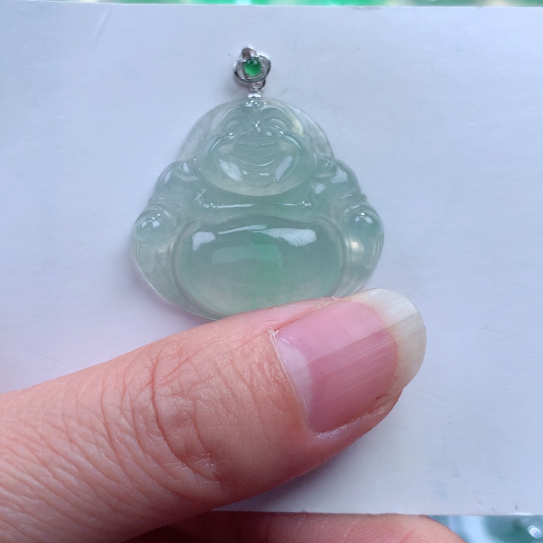 翡翠吊坠(不含链)18K金镶嵌