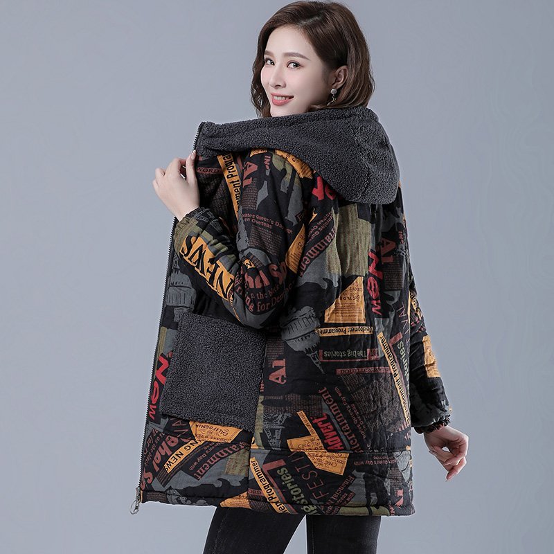 A313妈妈棉服新款秋冬装棉袄中老年女冬季棉袄中长款棉衣加绒加厚