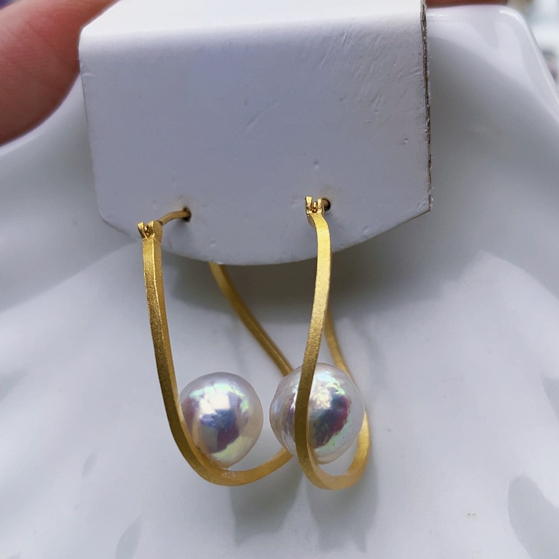 淡水珍珠耳饰银S925镶嵌