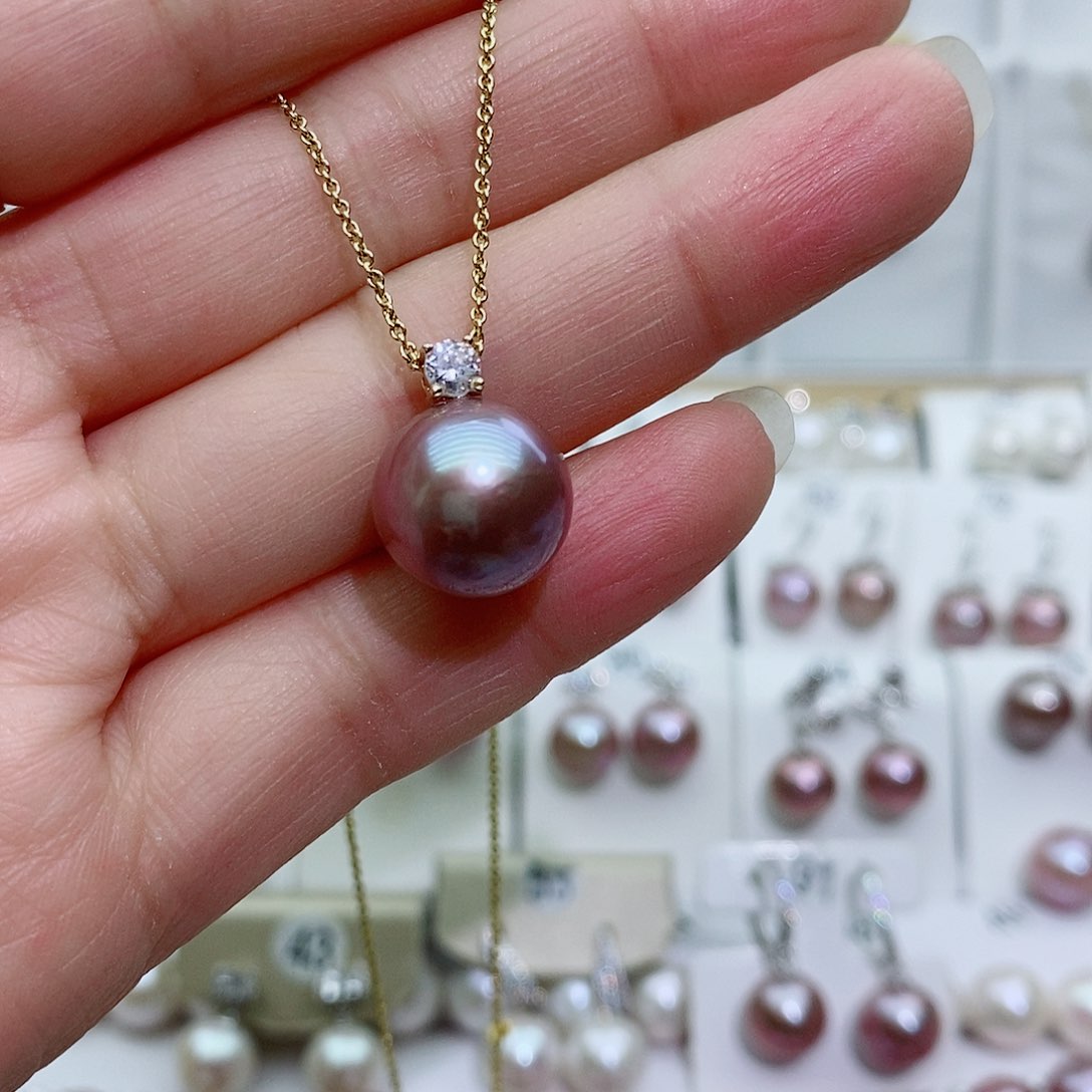 淡水珍珠吊坠(赠链)银S925镶嵌