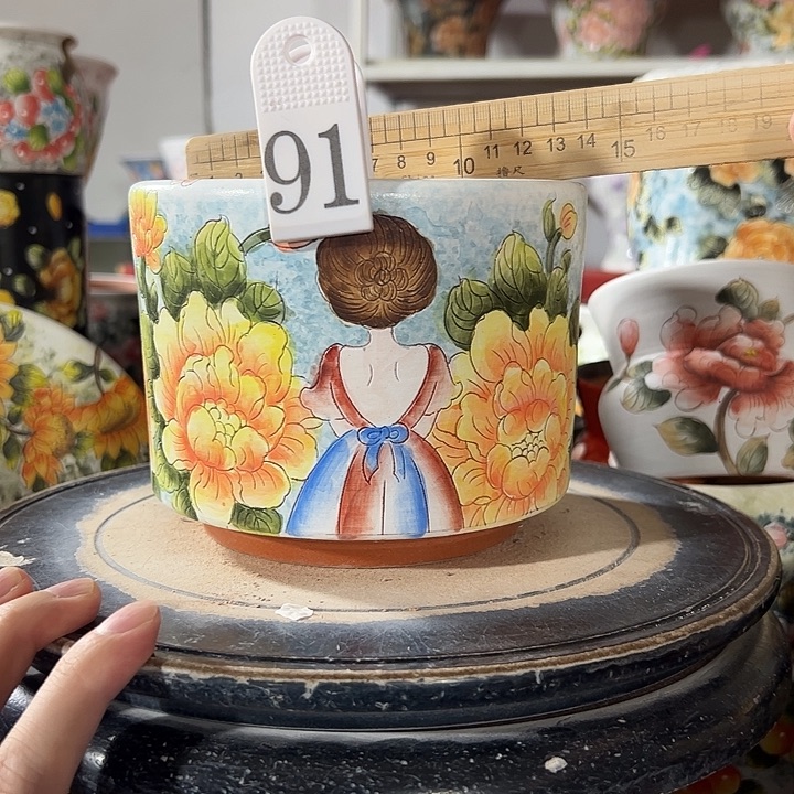 景德镇陶瓷工艺手绘花盆