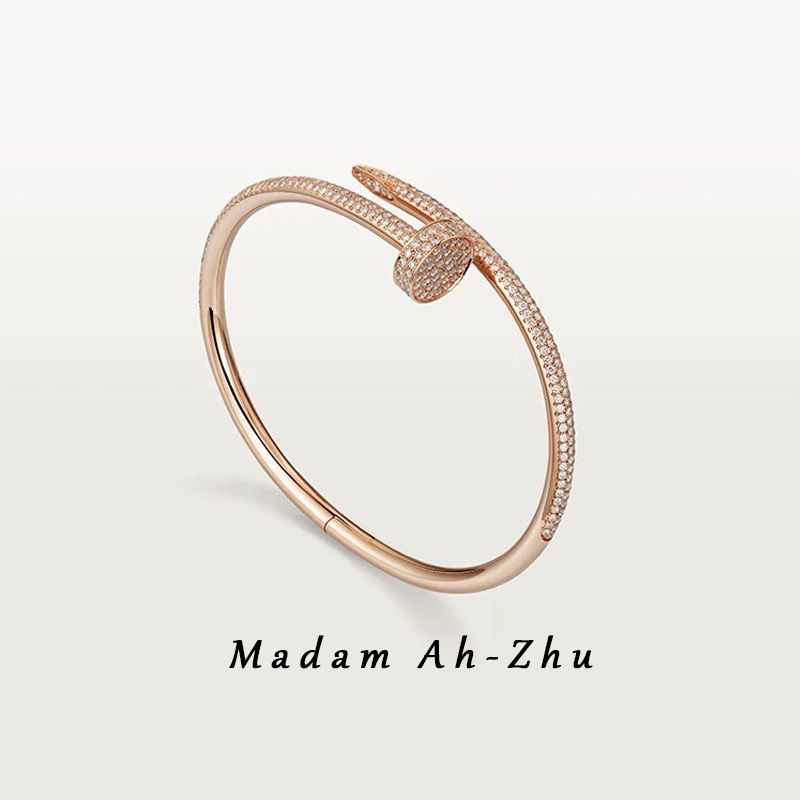 925银合成锆石手镯 满钻钉子手镯高定高奢带钻轻奢