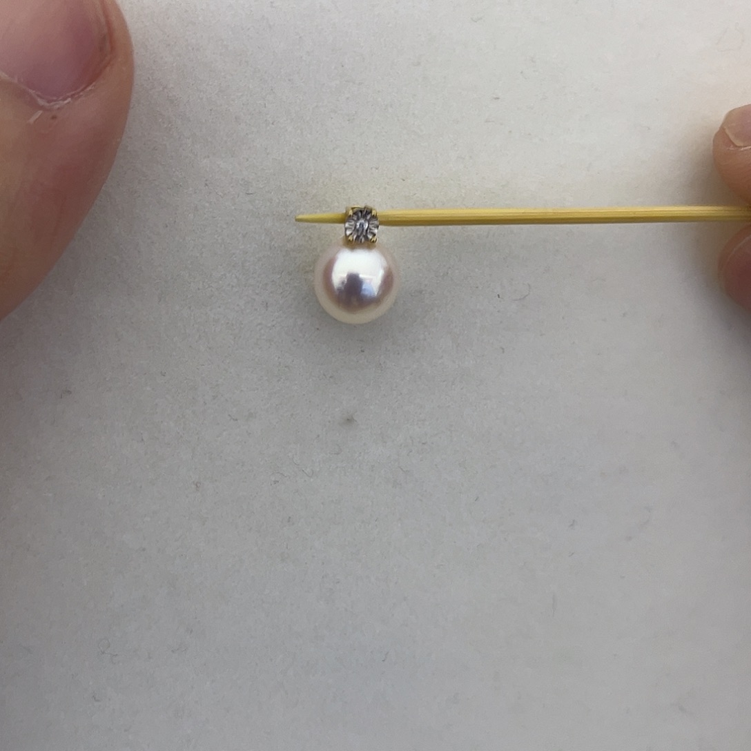 海水珍珠吊坠(赠链)18K金镶嵌7.5-8戴妃吊坠