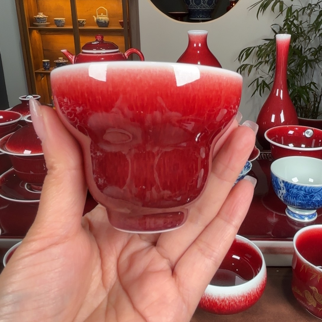 杯景德镇原矿朗红杯 葫芦杯