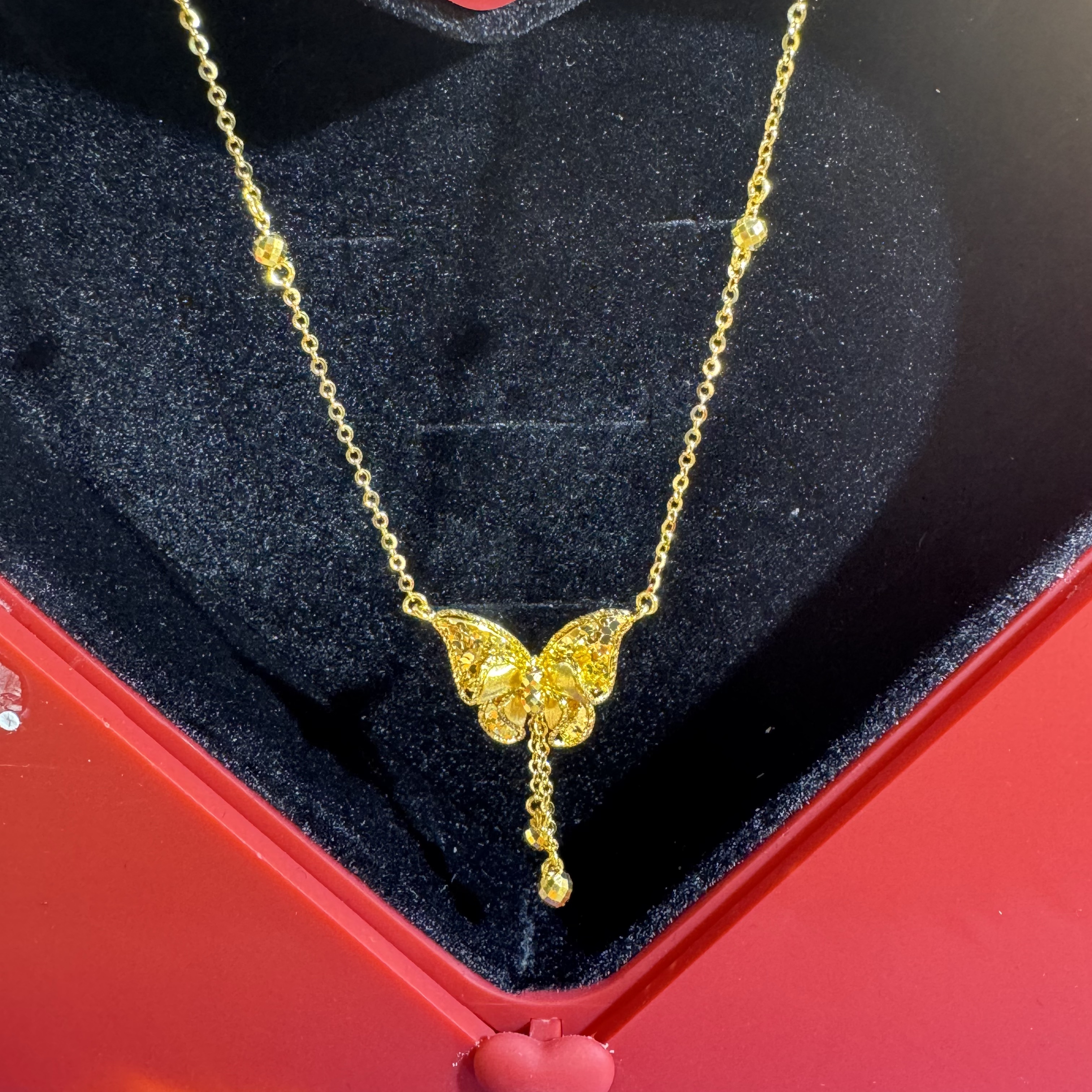 5G黄金足金999碎闪蝴蝶套链轻奢时尚款 23027