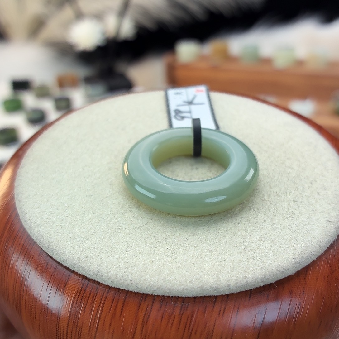 和田玉未镶嵌戒指i15且末蓝甜甜圈17.4mm