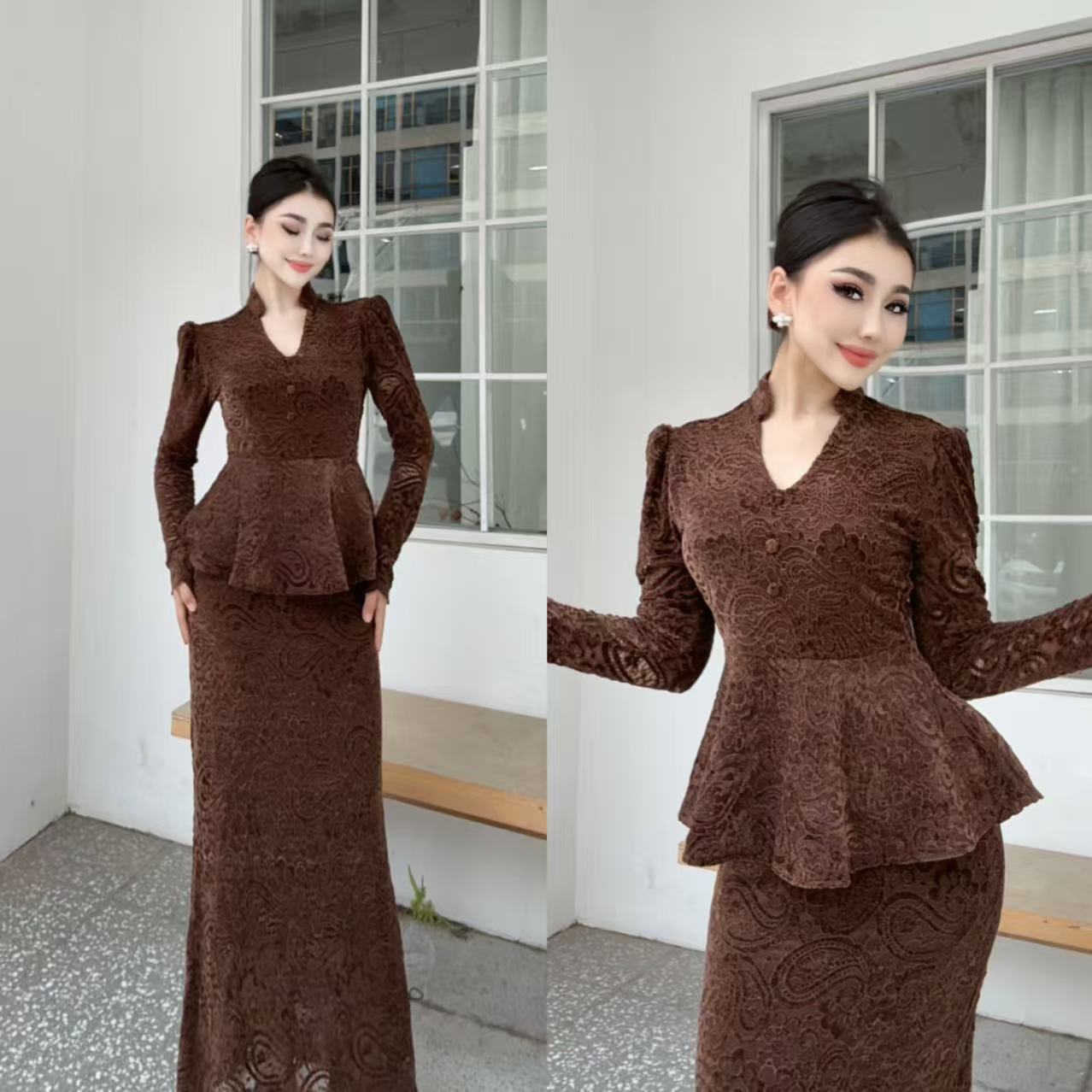 3921【新疆包邮】（雪尼尔提花面料稍有浮毛属正常）民族风连衣裙