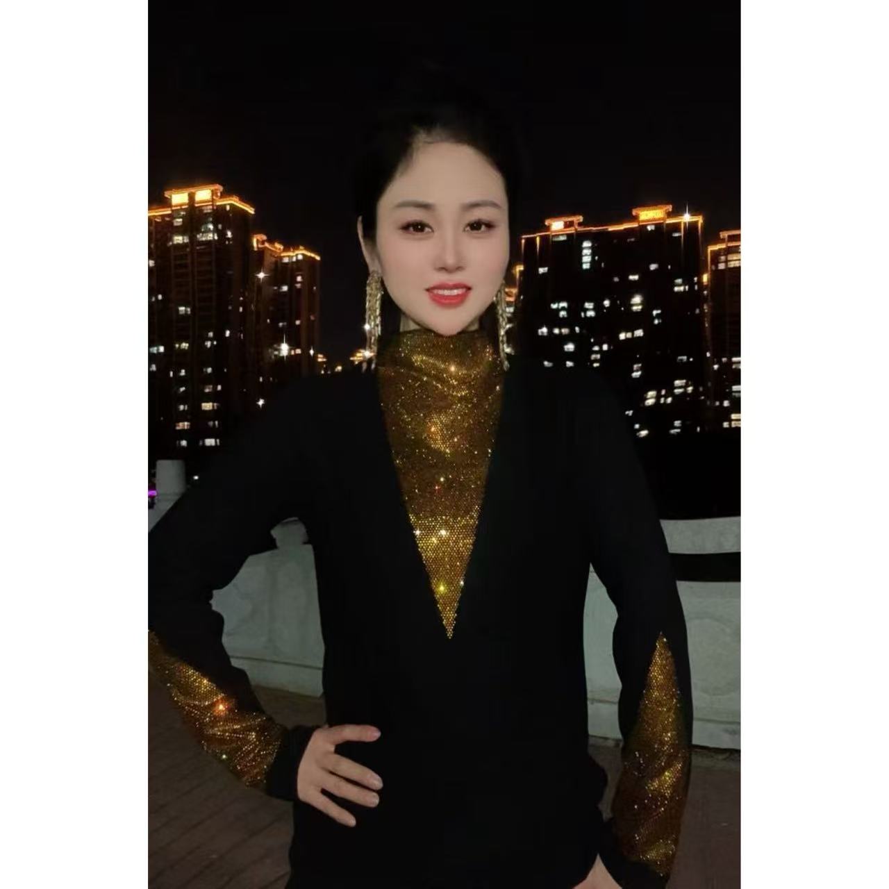 【Y爆款809#加绒】打底衫女内搭秋冬时尚烫钻上衣修身显瘦