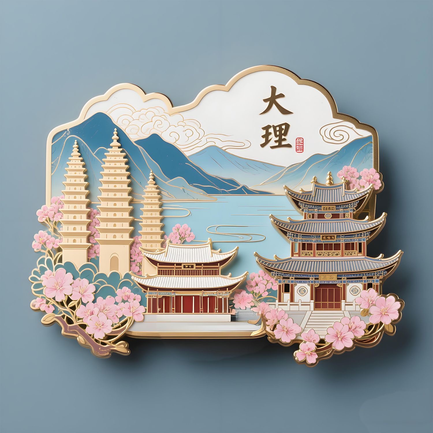 【大理】云南五华楼城市南北冰箱贴金属冰箱旅游文创纪念收藏品