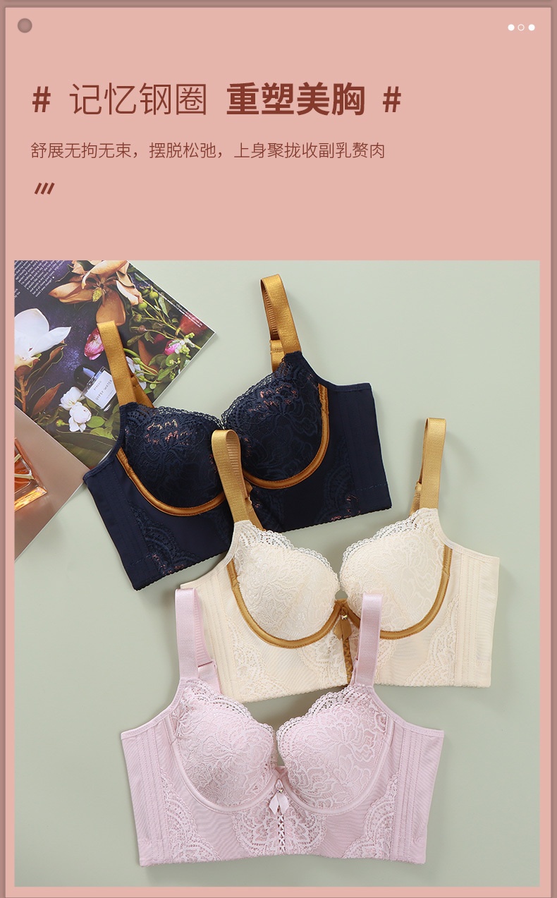 新款中杯五排扣聚拢专业胸垫调整型小胸托院线性感蕾丝内衣健康