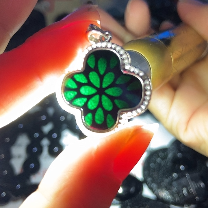 翡翠银S925镶嵌颈饰墨翠