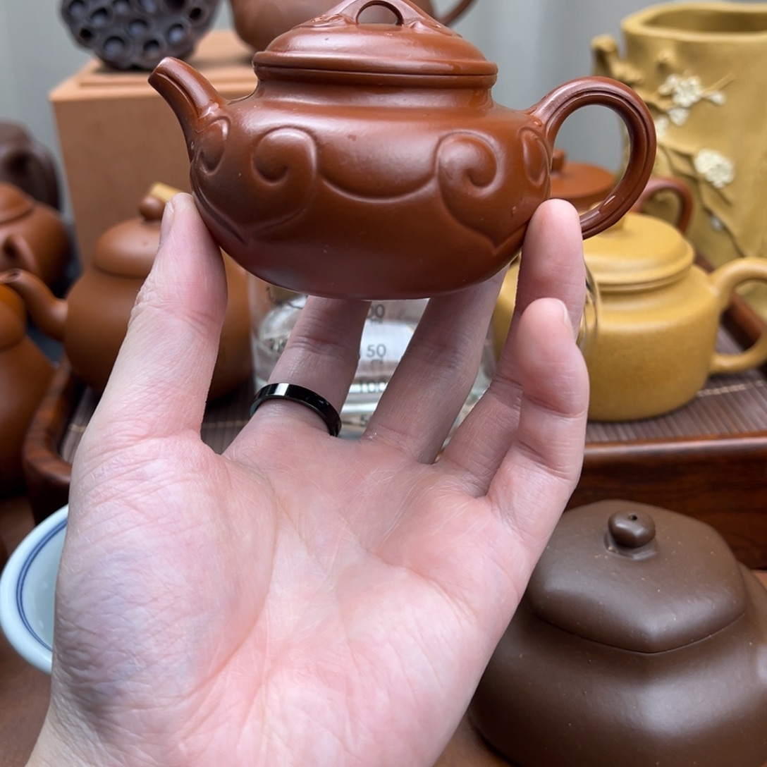 茶壶紫砂仿古如意 朱泥 120cc