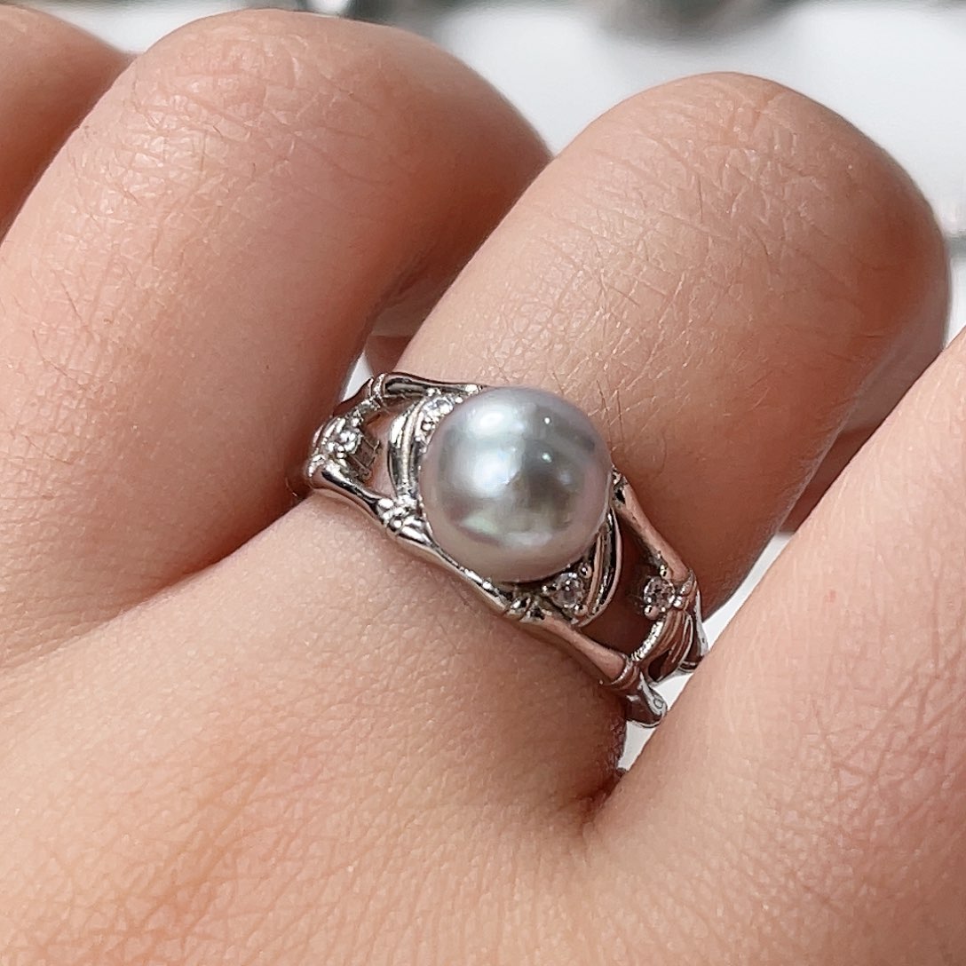 海水珍珠戒指银S925镶嵌