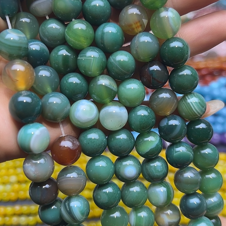 玛瑙/玉髓未镶嵌珠宝半成品T837  12m天然缠丝玛瑙圆珠一条