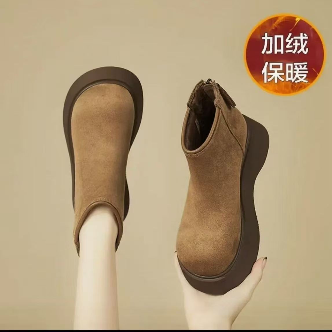 【现货+运费险】博肯爆款短靴女新款复古厚底马丁靴女冬加绒保暖