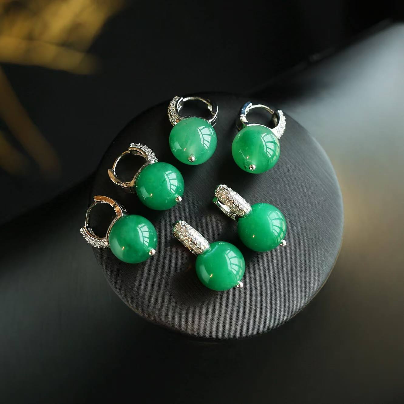 【巧儿专属】非洲翠耳环12mm（多样性发其一）