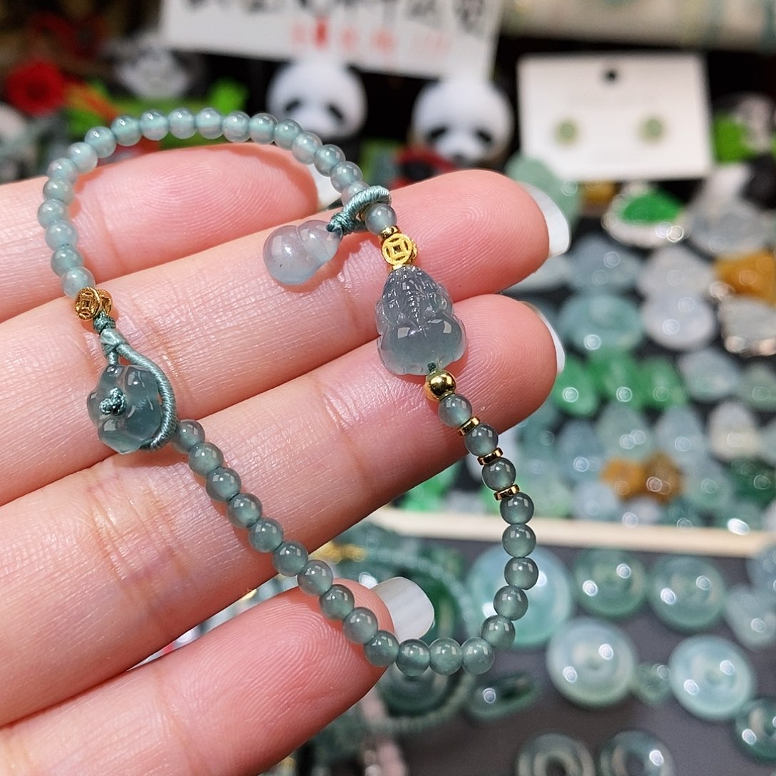 翡翠未镶嵌颈饰貔貅小花手链15