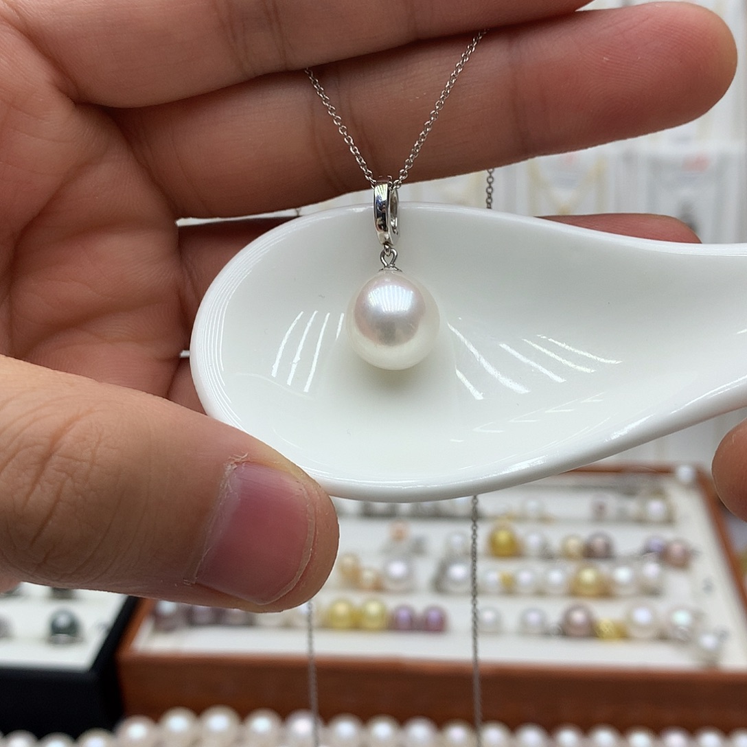 银S925镶嵌淡水珍珠吊坠(不含链)