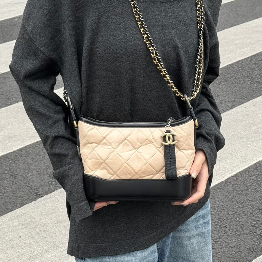 95新 Chanel/香奈儿 流浪包 小号 奶茶色 6645