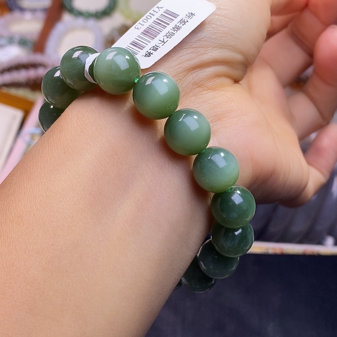 颈饰未镶嵌和田玉碧玉猫眼手链12m