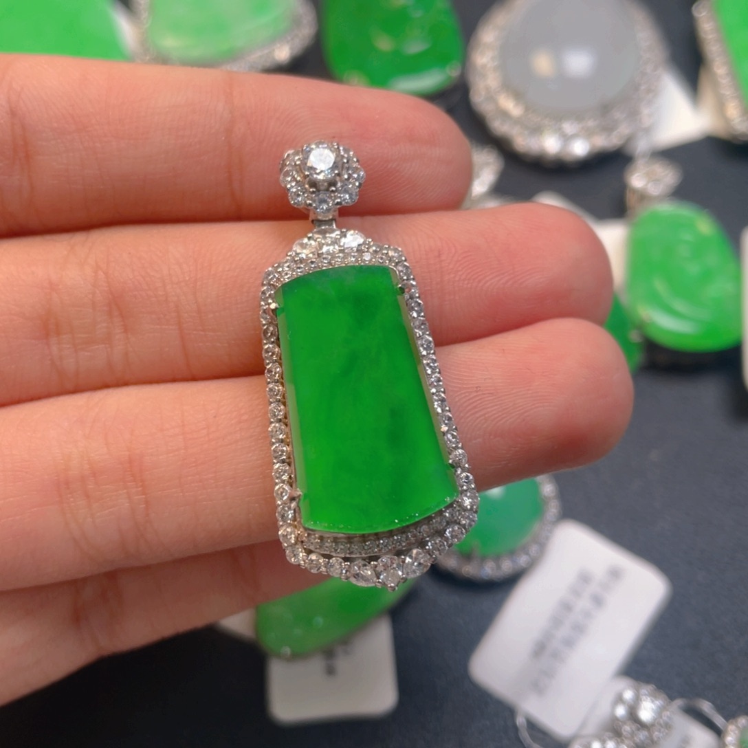 翡翠银S925镶嵌吊坠(不含链)