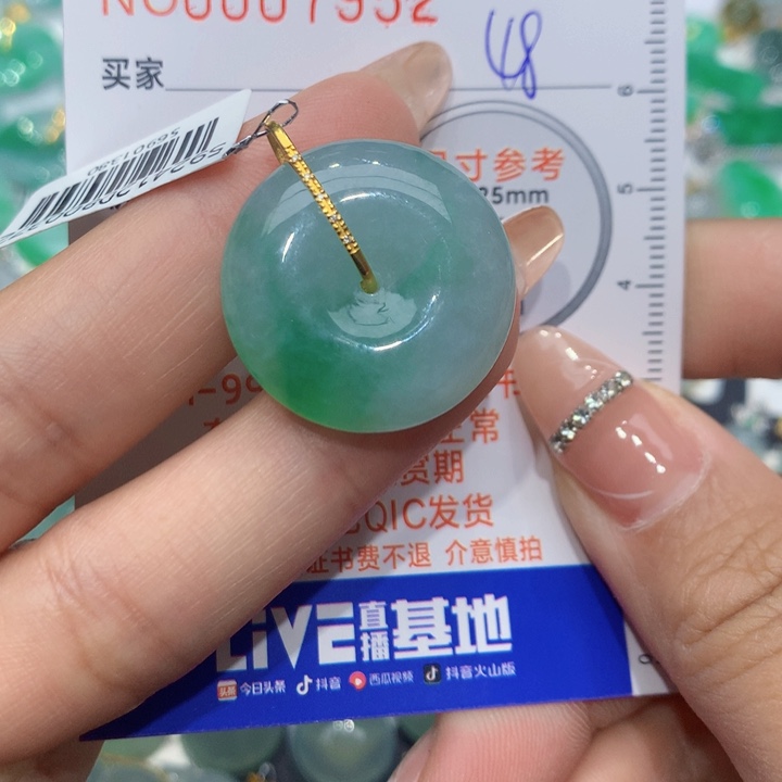 翡翠颈饰18K金镶嵌平安扣