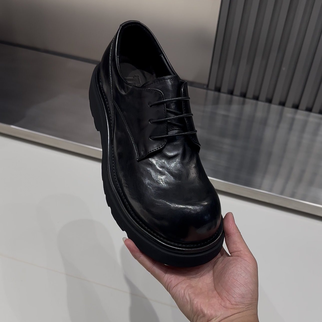 厚底纯色休闲风德比鞋休闲皮鞋系带英伦风商务单鞋