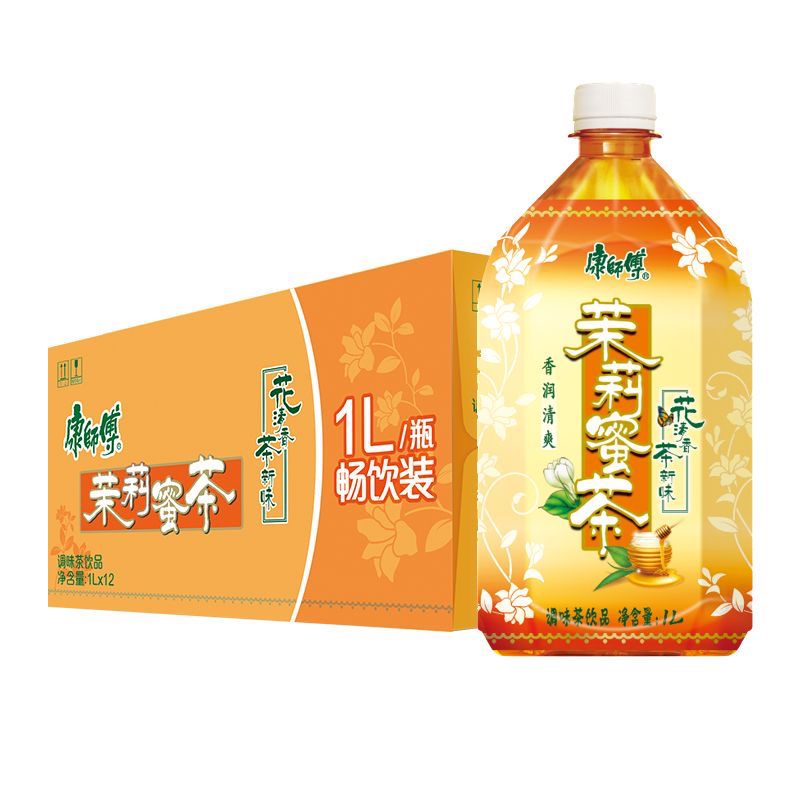康师傅茉莉蜜茶茉莉花茶饮料1000ml*12瓶整箱装调味饮品清润香醇