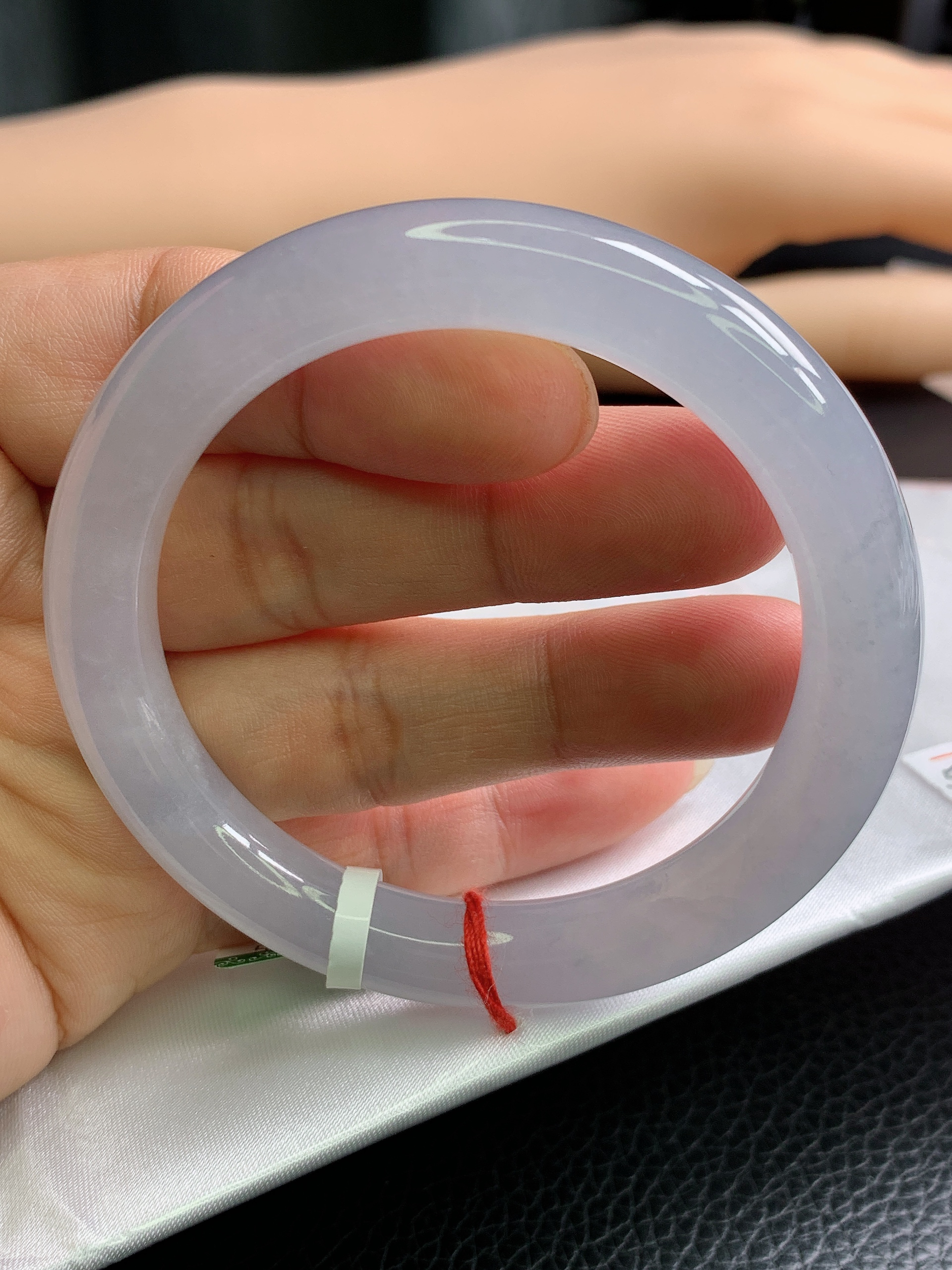 缅甸天然A货翡翠精品手镯53冰紫圆条53/9.3