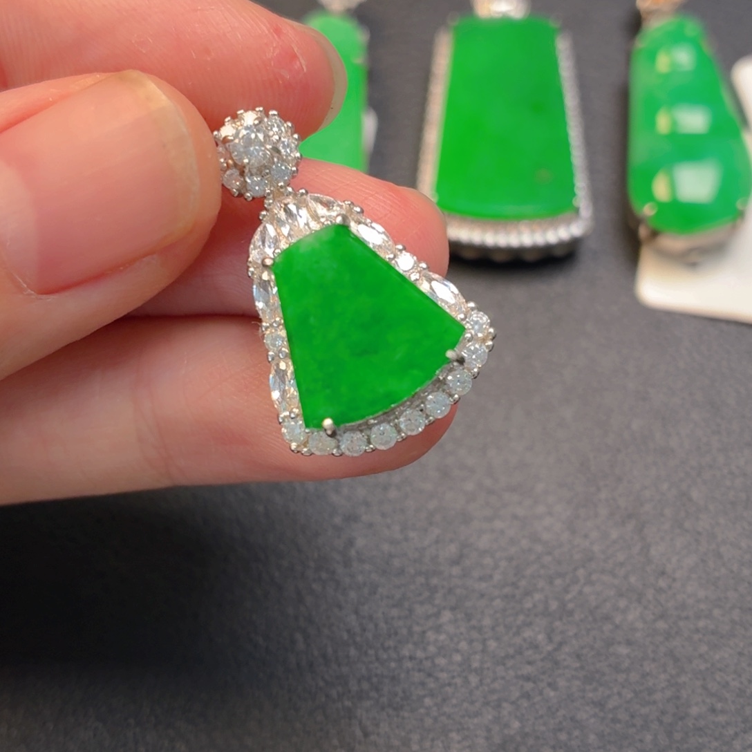 翡翠银S925镶嵌吊坠(不含链)