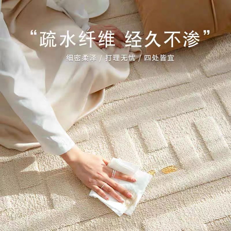 真防水防污地毯客厅高级奶油风沙发毯法式纯色卧室免息可擦轻奢