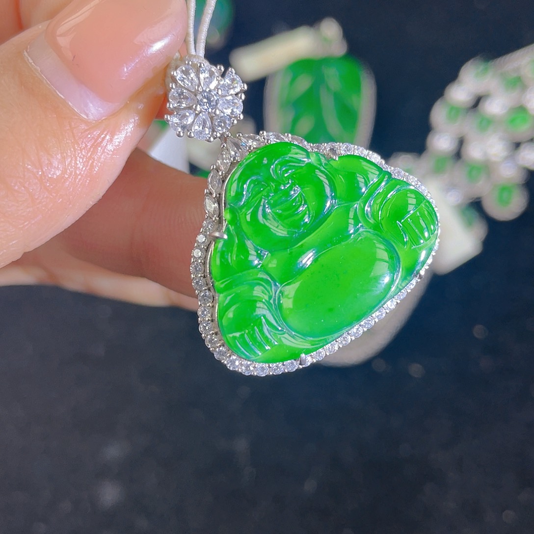 翡翠吊坠(不含链)银S925镶嵌
