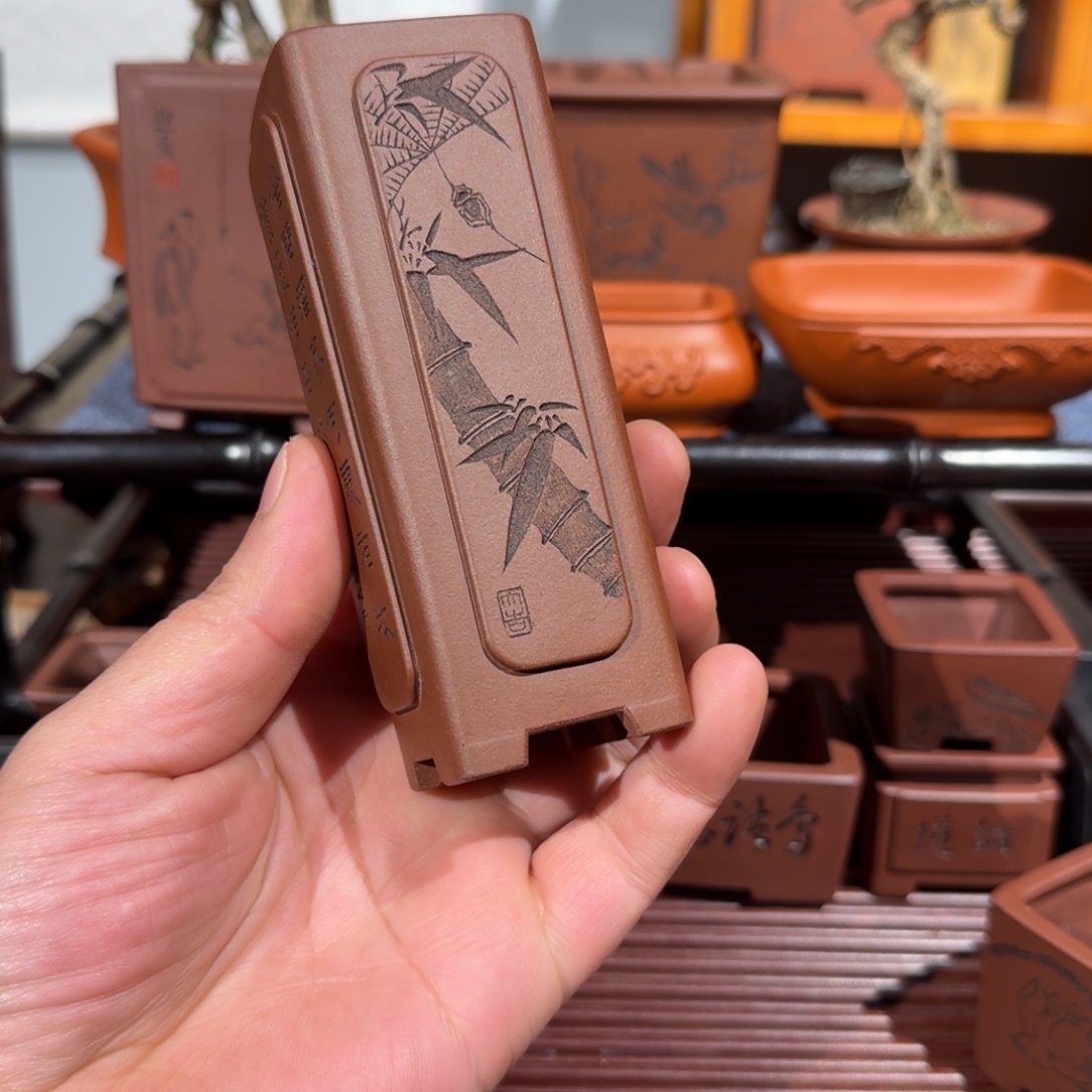 逍***行紫砂花盆原矿紫泥