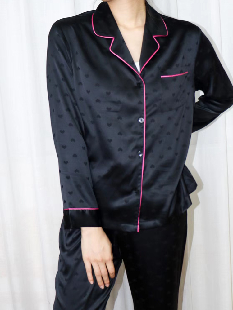 提花爱心睡衣女春秋高级感新款长袖长裤套装礼物家居服